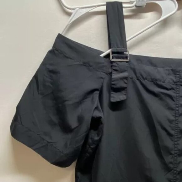 Calvin Klein Jeans Women's XL Crepe Cold Shoulder Blouse Black Lightweight EUC - Picture 5 of 7